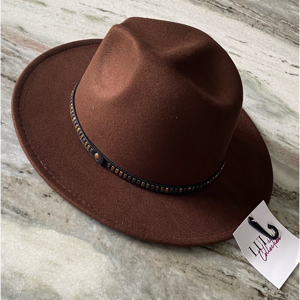 LULLA COLLECTION BY BINDYA ~ Bar Trim Fedora Hat ~ Brown ~ NWT